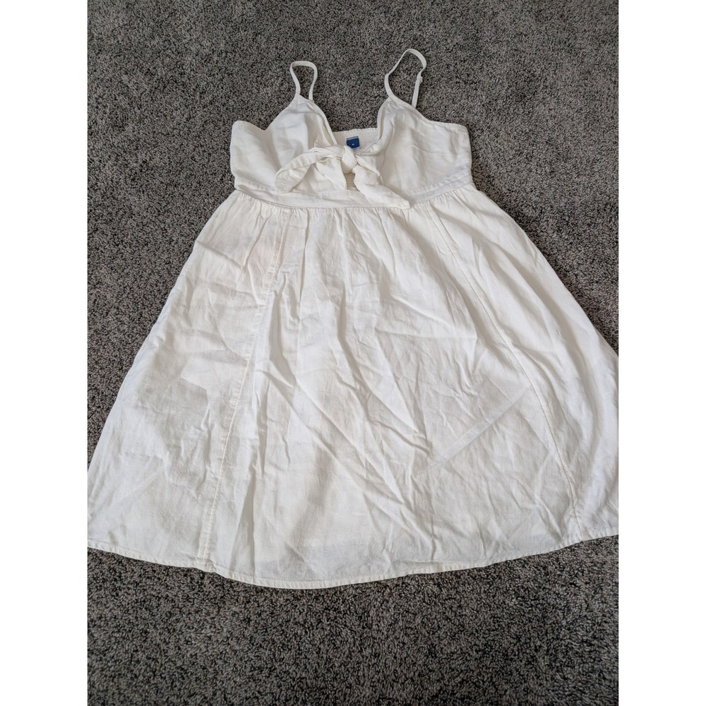 Old Navy White Linen Blend Tie‎ Front Cami Dress Calla Lily Womens Medium